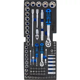   BGS technic Szerszámtálca a BGS 3312 szerszámosládához: 77 részes 1/2" és 1/4" dugókulcs fej, bitfej és hajtószár készlettel (BGS 3341)