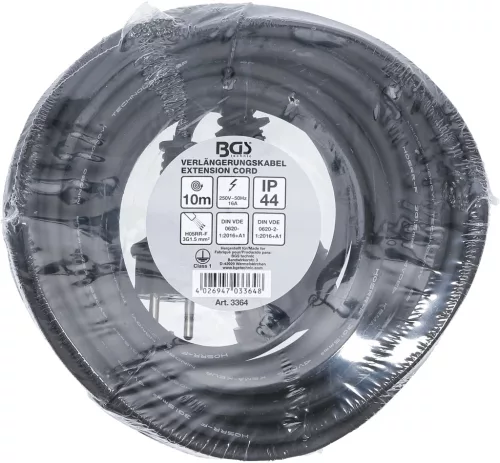 BGS technic Hosszabbítókábel | 10 m | 3 x 1,5 mm² | IP 44 (BGS 3364)