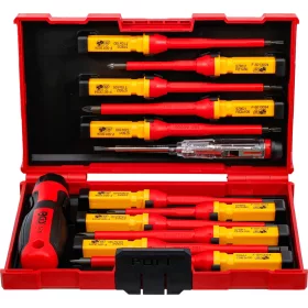   BGS technic VDE szigetelt csavarhúzó készlet cserélhető pengékkel, SL / PH / PZ / Torx, 13 részes (BGS 35814)