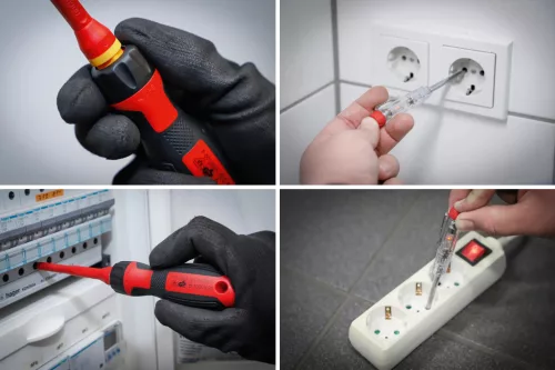 BGS technic VDE szigetelt csavarhúzó készlet cserélhető pengékkel, SL / PH / PZ / Torx, 13 részes (BGS 35814)