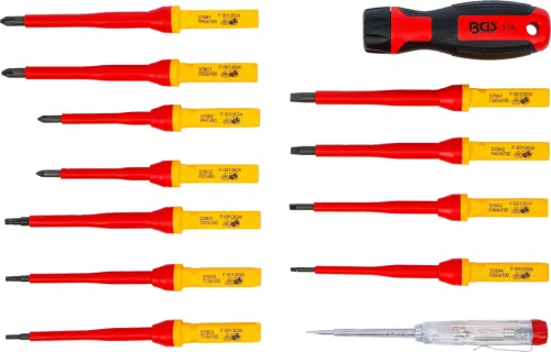 BGS technic VDE szigetelt csavarhúzó készlet cserélhető pengékkel, SL / PH / PZ / Torx, 13 részes (BGS 35814)