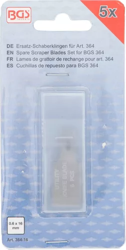 BGS technic Cserélhető penge, 0.6x16mm, 5 darab, a BGS 364 kaparó és vágókés készlethez (BGS 364-16)