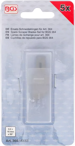 BGS technic Cserélhető penge, 0.6x16mm x 53°, 5 darab, a BGS 364 kaparó és vágókés készlethez (BGS 364-16x53)