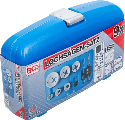 BGS technic Körkivágó készlet 8 részes, átmérő: 22-65mm, mélység: 2" (BGS 3906)
