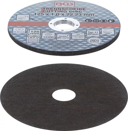BGS technic Vágókorong rozsdamentes acélhoz, inox, 125 × 1,0 × 22,2 mm, 5 darabos készlet (BGS 3936)