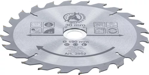 BGS DIY Karbid hegyű körfűrész tárcsa, 190 x 30 x 2.5 mm, 24 fogú (BGS 3952)