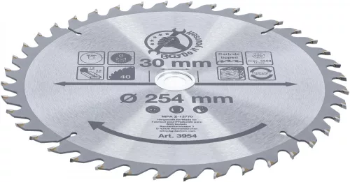 BGS DIY Karbid hegyű körfűrész tárcsa, 254 x 30 x 3.2 mm, 40 fogú (BGS 3954)