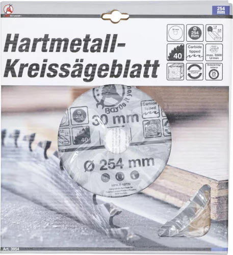 BGS DIY Karbid hegyű körfűrész tárcsa, 254 x 30 x 3.2 mm, 40 fogú (BGS 3954)