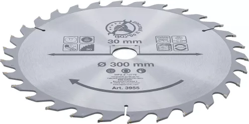 BGS DIY Karbid hegyű körfűrész tárcsa, 300 x 30 x 3.2 mm, 30 fogú (BGS 3955)