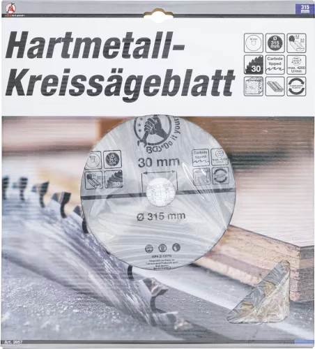 BGS DIY Karbid hegyű körfűrész tárcsa, 315 x 30 x 3.0 mm, 30 fogú (BGS 3957)