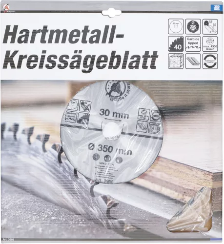 BGS DIY Karbid hegyű körfűrész tárcsa, 350 x 30 x 3.4 mm, 40 fogú (BGS 3958)