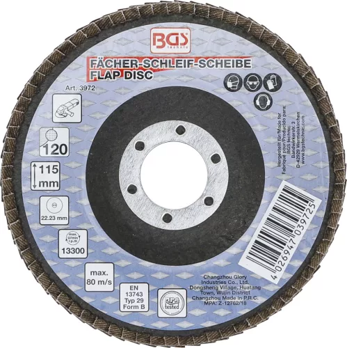 BGS technic Lamellás csiszolótárcsa 115mm, 120-es szemcse (BGS 3972)