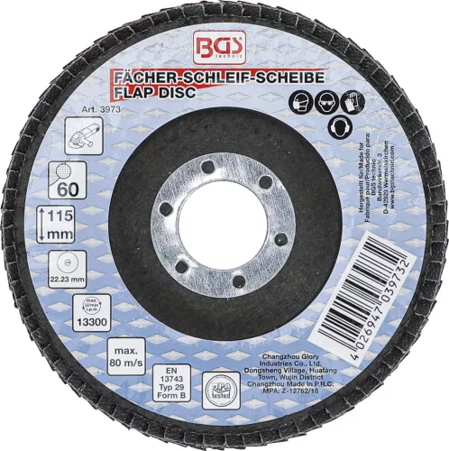 BGS technic Lamellás csiszolótárcsa 115mm, 60-es szemcse (BGS 3973)