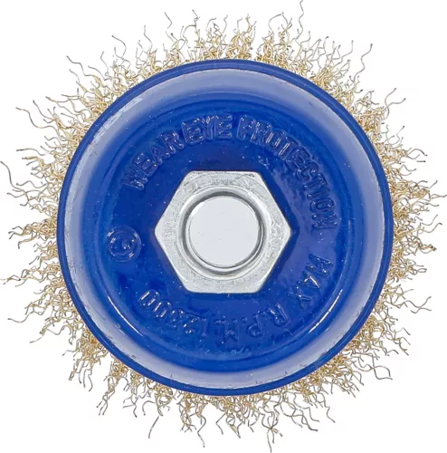 BGS technic Fazékkefe sárgaréz bevonatú acélhuzallal, Ø75 mm, M14 × 2, max. 12 500 ford./perc (BGS 3983)