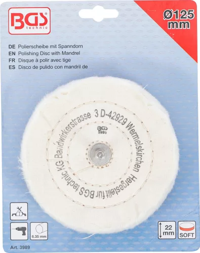BGS technic Polírozó korong 6 mm befogású, 120 x 22 mm (BGS 3989)