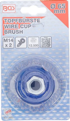 BGS technic Drótkorong kefe, 65 mm átmérő x 50 mm magasság, M14x2 menet (BGS 3993)