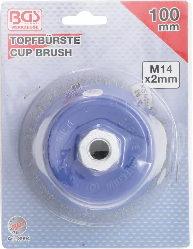 BGS technic Fazékkefe acélhuzallal, Ø100 mm, M14 × 2, max. 8500 ford./perc (BGS 3994)