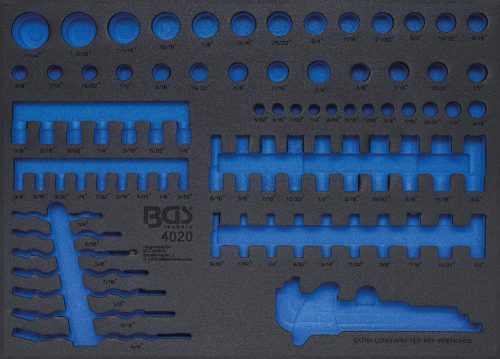 BGS technic 3/3 Szerszámtálca szerszámkocsihoz, üresen: dugófejekhez és csillag-villás kulcsokhoz (nem tartozék) (BGS 4020-5)