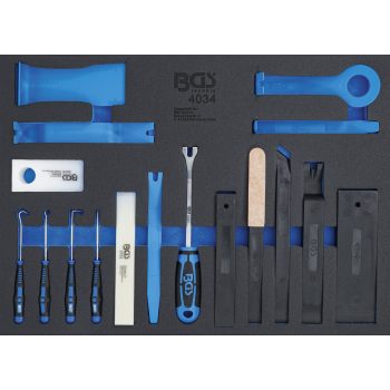   BGS technic 3/3 Szerszámtálca szerszámkocsihoz: 17 részes ék és kampó készlettel (BGS 4034)