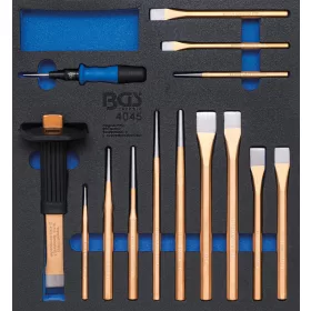   BGS technic 2/3 Szerszámtálca szerszámkocsihoz: 15 részes pontozó, kiütő, véső készlettel (BGS 4045)