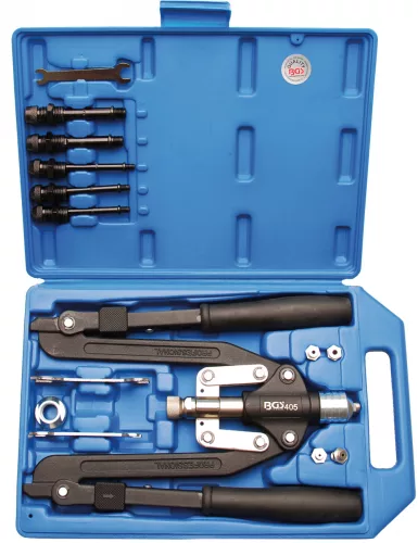 BGS technic Popszegecselő készlet - Profi, 2 kezes, hosszított karokkal, 3,2-6,4mm (BGS 405)