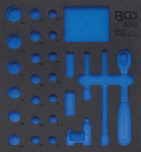 BGS technic 2/3 Szerszámtálca szerszámkocsihoz, üresen: 27 részes 1/2" dugókulcs készlethez (nem tartozék) (BGS 4053-1)