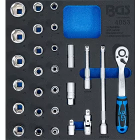   BGS technic 2/3 Szerszámtálca szerszámkocsihoz: 27 részes 1/2" dugókulcs készlettel (BGS 4053)