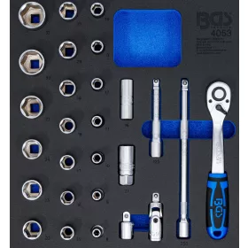   BGS technic 2/3 Szerszámtálca szerszámkocsihoz: 27 részes 1/2" dugókulcs készlettel (BGS 4053)