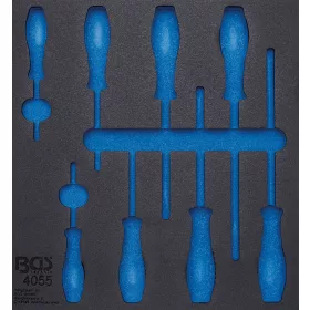   BGS technic 2/3 Szerszámtálca szerszámkocsihoz, üresen: 8 részes lapos és csillag csavarhúzó készlethez (nem tartozék) (BGS 4055-1)