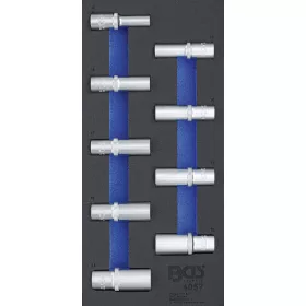   BGS technic 1/3 Szerszámtálca szerszámkocsihoz: 9 részes 1/2" 6-szögű hosszított dugókulcs készlettel, 10-24 mm (BGS 4057)