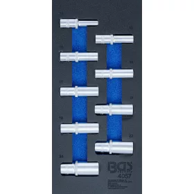   BGS technic 1/3 Szerszámtálca szerszámkocsihoz: 9 részes 1/2" 6-szögű hosszított dugókulcs készlettel, 10-24 mm (BGS 4057)