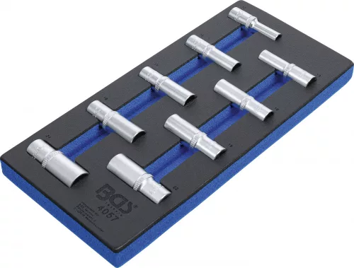 BGS technic 1/3 Szerszámtálca szerszámkocsihoz: 9 részes 1/2" 6-szögű hosszított dugókulcs készlettel, 10-24 mm (BGS 4057)