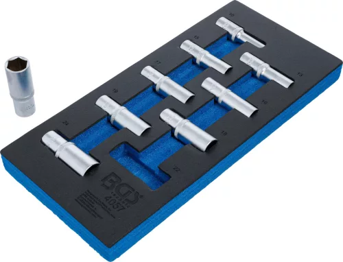 BGS technic 1/3 Szerszámtálca szerszámkocsihoz: 9 részes 1/2" 6-szögű hosszított dugókulcs készlettel, 10-24 mm (BGS 4057)