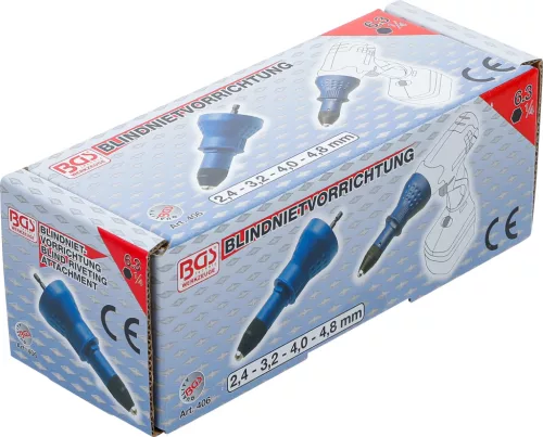 BGS technic Fúrógépbe fogható szegecselő 2,4-3,2-4-4,8mm (BGS 406)