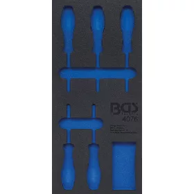   BGS technic 1/3 Szerszámtálca szerszámkocsihoz, üresen: 5 részes Torx csavarhúzó készlethez, T6-T10 (nem tartozék) (BGS 4076-1)