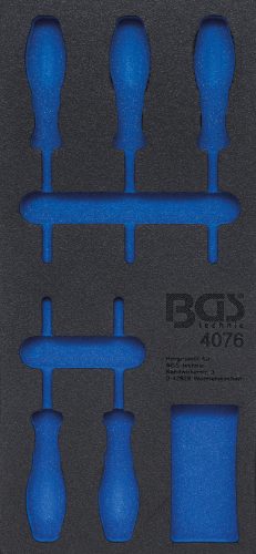 BGS technic 1/3 Szerszámtálca szerszámkocsihoz, üresen: 5 részes Torx csavarhúzó készlethez, T6-T10 (nem tartozék) (BGS 4076-1)