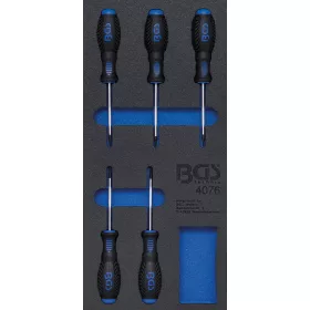  BGS technic 1/3 Szerszámtálca szerszámkocsihoz: 5 részes Torx csavarhúzó készlettel, T6-T10 (BGS 4076)