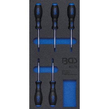   BGS technic 1/3 Szerszámtálca szerszámkocsihoz: 5 részes Torx csavarhúzó készlettel, T6-T10 (BGS 4076)