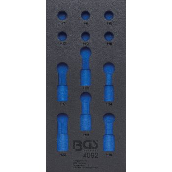   BGS technic 1/3 Szerszámtálca szerszámkocsihoz, üresen: 12 részes 1/2" Imbusz dugókulcs bit készlethez (nem tartozék) (BGS 4092-1)