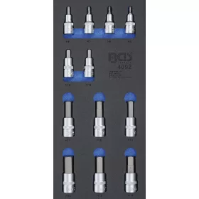   BGS technic 1/3 Szerszámtálca szerszámkocsihoz: 12 részes 1/2" Imbusz dugókulcs bit készlettel (BGS 4092)
