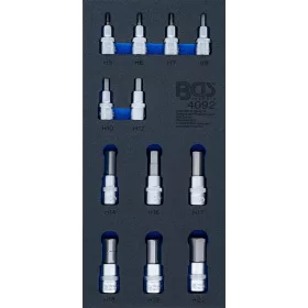   BGS technic 1/3 Szerszámtálca szerszámkocsihoz: 12 részes 1/2" Imbusz dugókulcs bit készlettel (BGS 4092)
