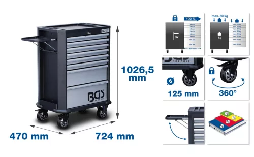 BGS technic Műhelykocsi | 8 fiókos | üres (BGS 4107)