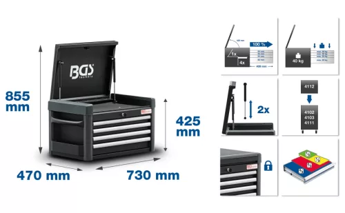 BGS technic 4 fiókos szerszámosláda (BGS 4112)
