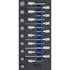   BGS technic 1/3 Szerszámtálca szerszámkocsihoz: 1/2" Bit dugókulcs készlet | Imbusz | 24 darabos (BGS 4116)