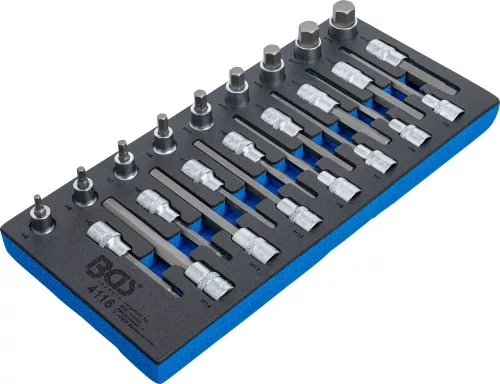 BGS technic 1/3 Szerszámtálca szerszámkocsihoz: 1/2" Bit dugókulcs készlet | Imbusz | 24 darabos (BGS 4116)