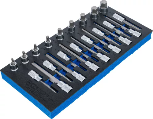 BGS technic 1/3 Szerszámtálca szerszámkocsihoz: 1/2" Bit dugókulcs készlet | Imbusz | 24 darabos (BGS 4116)