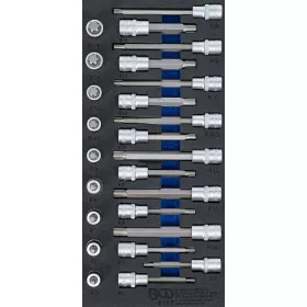   BGS technic 1/3 Szerszámtálca szerszámkocsihoz: 1/2" Bit dugókulcs készlet | ékprofil (Ribe) | 25 darabos (BGS 4117)