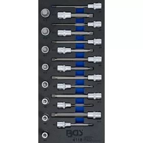   BGS technic 1/3 Szerszámtálca szerszámkocsihoz: 1/2" Bit dugókulcs készlet | belső bordázattal (XZN) | 22 darabos (BGS 4118)
