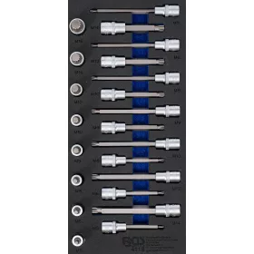   BGS technic 1/3 Szerszámtálca szerszámkocsihoz: 1/2" Bit dugókulcs készlet | belső bordázattal (XZN) | 22 darabos (BGS 4118)