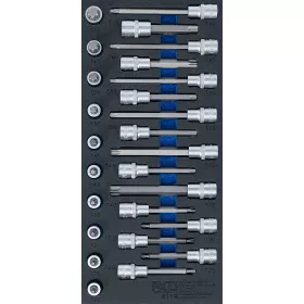   BGS technic 1/3 Szerszámtálca szerszámkocsihoz: 1/2" Bit dugókulcs készlet | T-profil (Torx) | 26 darabos (BGS 4119)